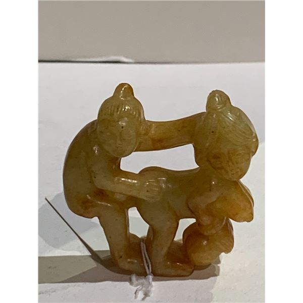 YELLOW OPENWORK JADE 'EROTIC SCENE' FIGURE