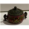 Image 3 : OPENWORK CLOISONNE BODHI BLOSSOM INCENSE BURNER