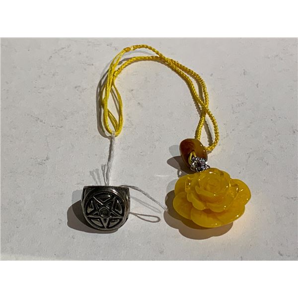 NEPAL SYNTHETIC BEESWAX PENDANT WITH STAR RING