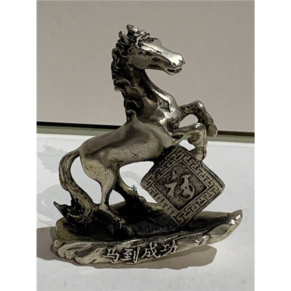 HEAVY SLIVER OVERLAID JUMPING HORSE ORNAMENT