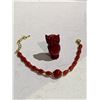 Image 1 : SINO-JAPANESE SEA SAHHN CORAL BEADS BRACELET AND OWL ORNAMENT