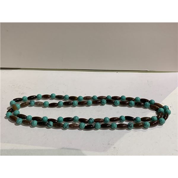 TIBETAN TURQUOISE AND DZI BEAD NECKLACE