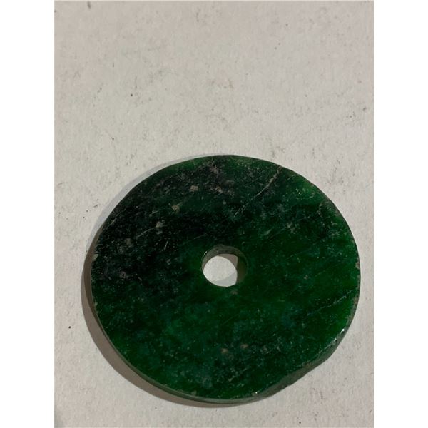 MOTTLED GREEN JADEITE BLESSING DISC