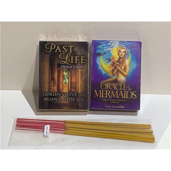 2 PACKS OF ORACLE CARDS AND BUDDHA INCENSE