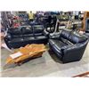 Image 1 : BLACK LEATHER SOFA AND LOVESEAT