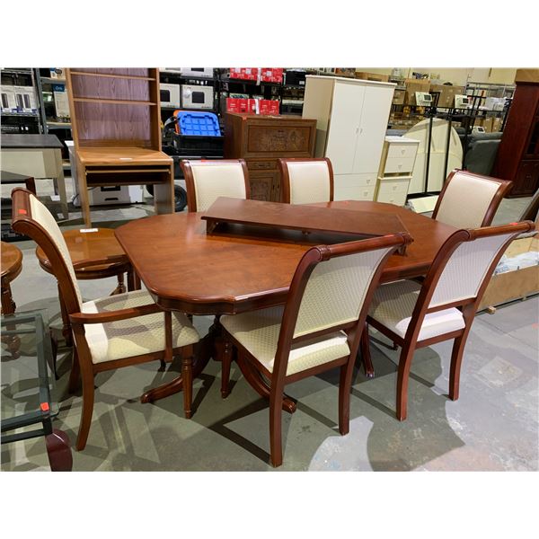 MODERN DINING TABLE WITH LEAF AND 6 CHAIRS