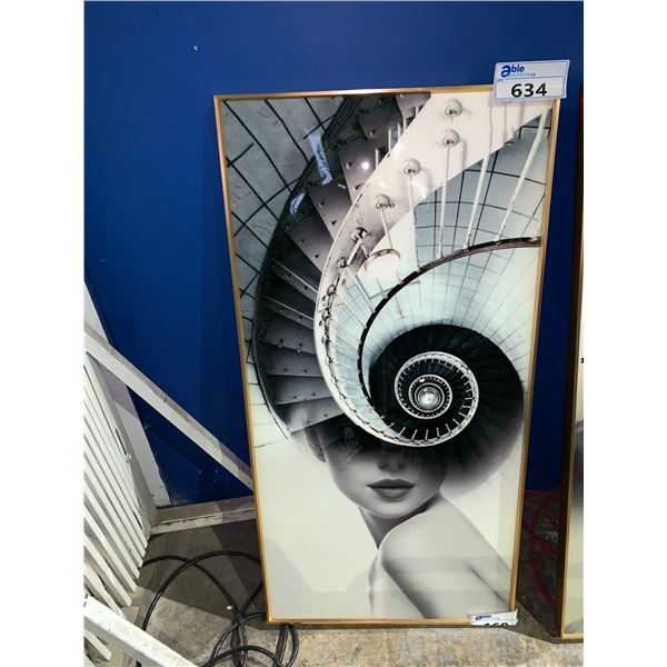 MODERN VIBES FRAMED ART OF WOMAN & WINDING STAIRCASE