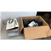 Image 1 : BOX OF SECURITY CAMERAS, YAMAHA SPEAKERS AND DEEP FRYER