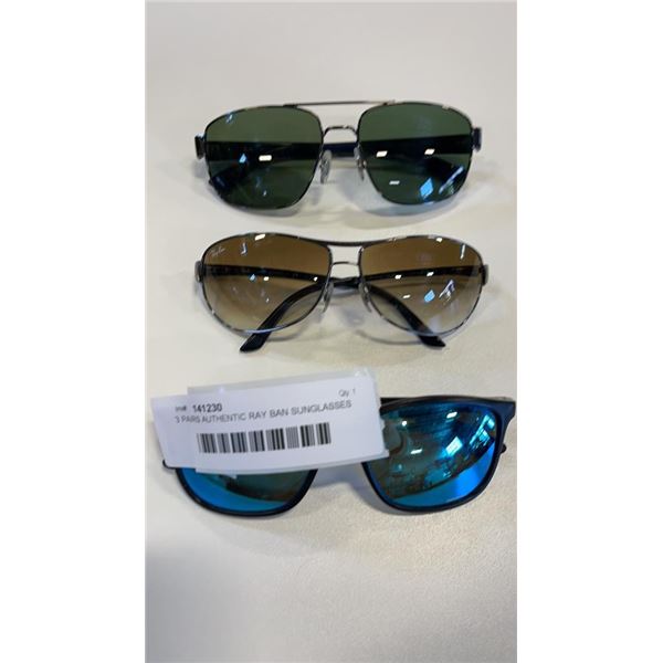 3 PAIRS AUTHENTIC RAY BAN SUNGLASSES