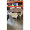 Image 2 : ROUND DINING TABLE WITH 5 WHITE STACKING CHAIRS