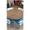 Image 2 : ROUND DINING TABLE WITH 4 GREY/WHITE STACKING CHAIRS