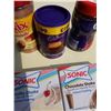 Image 4 : LOT OF CADBURY HOT CHOCOLATE FROTHY CHOCOLATE AND TWIX DRINK MIXES WITH PUDDING/ PIE FILLING POWDER-