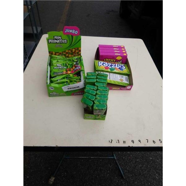 LOT OF SOUR RAZZLERS, CHEWY LEMONHEADS AND PELON PELONETES- BB 2022