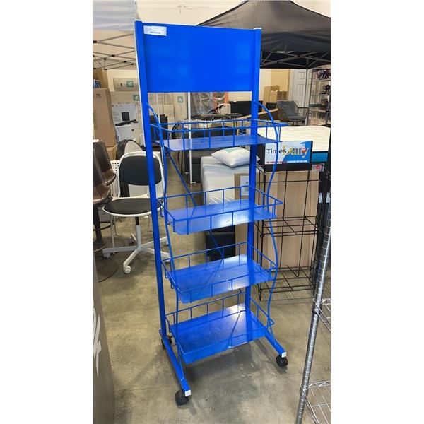 BLUE 4 TIER ROLLING RACK