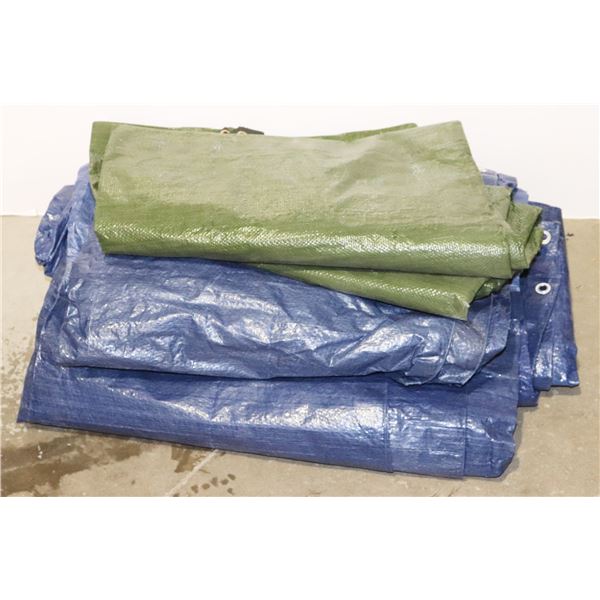 TWO TARPS (UNKNOWN SIZE, GOOD CONDITION)