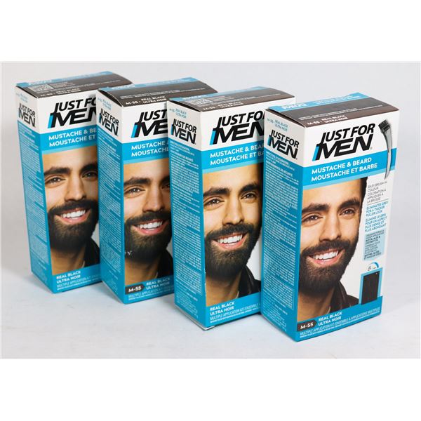 X4 JUST FOR MEN MUSTACHE & BEARD COLOUR REAL BLACK