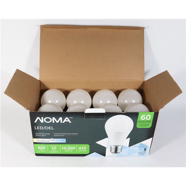 8 NOMA A19 LED LIGHTS "DAYLIGHT"