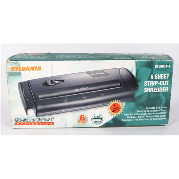 1 SYLVANIA 6 SHEET PAPER SHREDDER