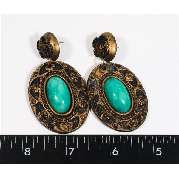 VINTAGE TURQUOISE LOOK FASHION EARRINGS