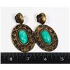 Image 1 : VINTAGE TURQUOISE LOOK FASHION EARRINGS