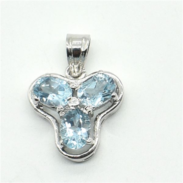 SILVER BLUE TOPAZ(4.5CT) RHODIUM PLATED PENDANT