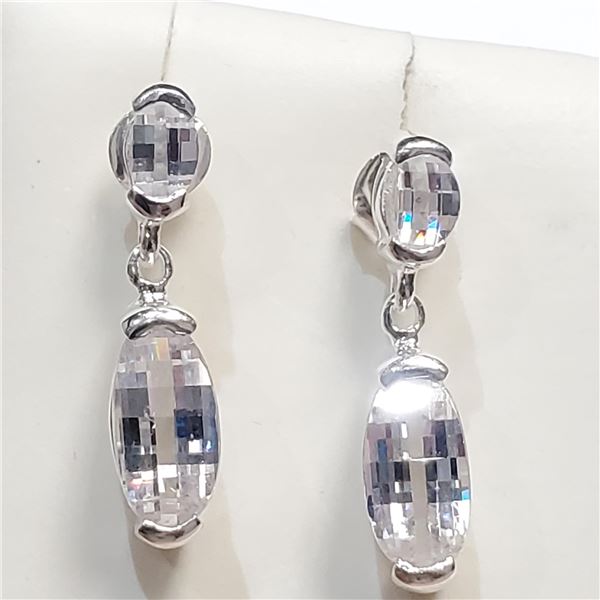 SILVER CUBIC ZIRCONIA EARRINGS (~WEIGHT 5.6G)