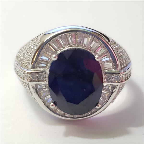 SILVER RHODIUM PLATED SAPPHIRE(4.15CT) RING