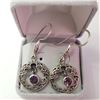 Image 3 : SILVER AMETHYST  EARRINGS(~WEIGHT 5.07G)