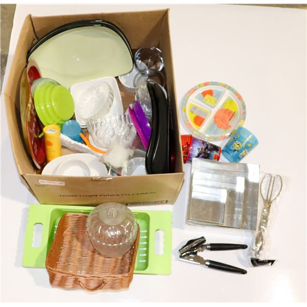 BOX OF MISC KITCHEN ITEMS