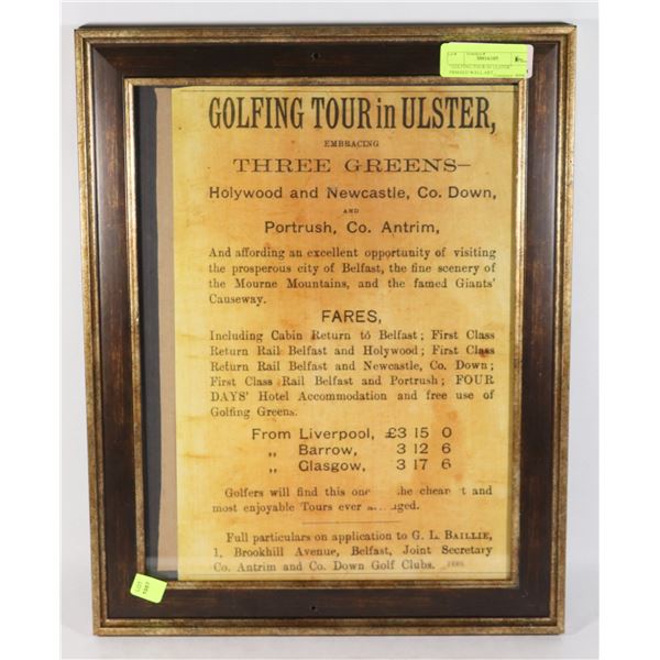 "GOLFING TOUR IN ULSTER" FRAMED WALL ART