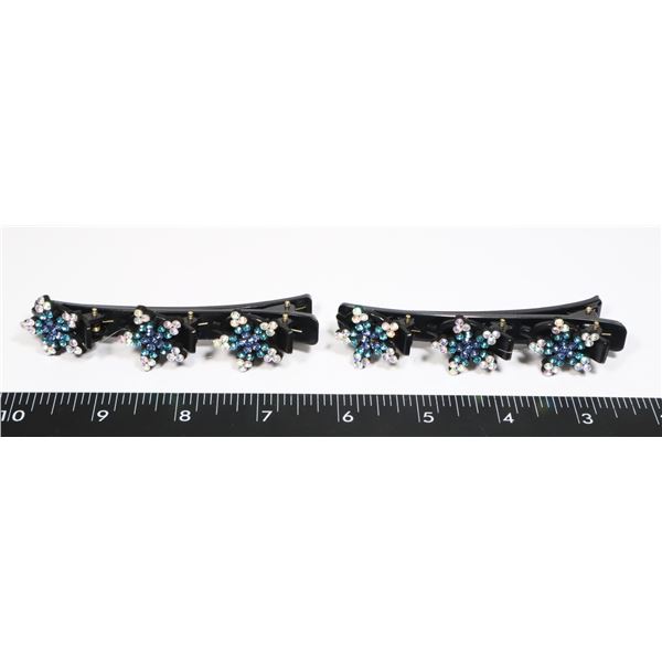 2 NEW DOUBLE LAYERED RHINESTONE FLOWERS