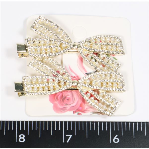 NEW ALLIGATOR CLIP RHINESTONE FAUX PEARL