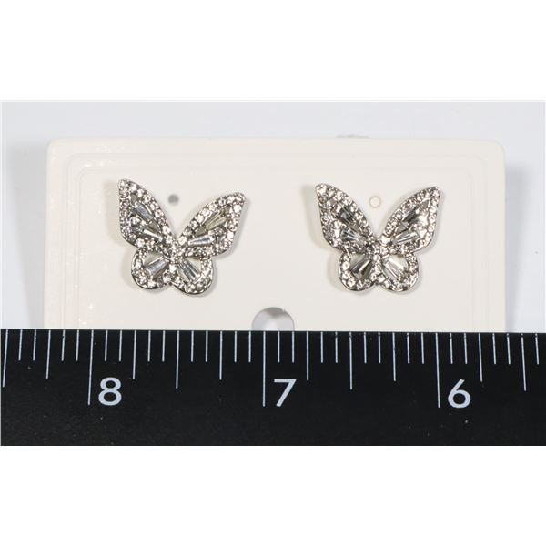 NEW CUBIC ZIRCONIA BUTTERFLY STUD EARRINGS