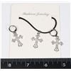 Image 1 : NEW RHINESTONE CROSS EARRINGS AND NECKLACE SET