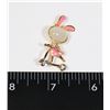 Image 1 : NEW PINK SKIRT BUNNY ON SCOOTER BROOCH