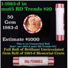 Image 1 : Shotgun Lincoln 1c roll, 1983-d 50 pcs Brandt 50c Wrapper.