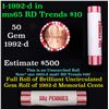 Image 1 : Shotgun Lincoln 1c roll, 1992-d 50 pcs Brandt 50c Wrapper.
