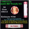 Image 1 : Shotgun Lincoln 1c roll, 1982-d 50 pcs Brandt 50c Wrapper.