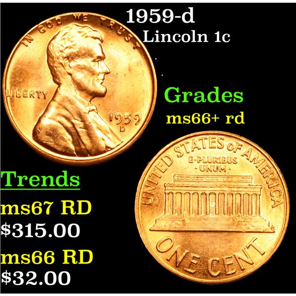 1959-d Lincoln Cent 1c Grades GEM++ RD