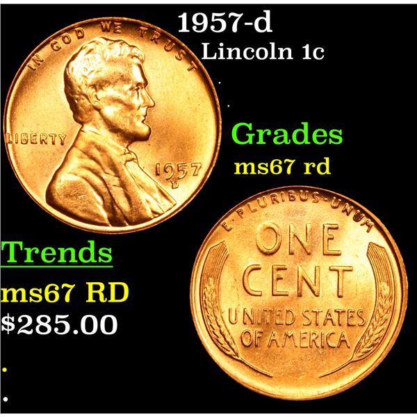 1957-d Lincoln Cent 1c Grades GEM++ Unc RD