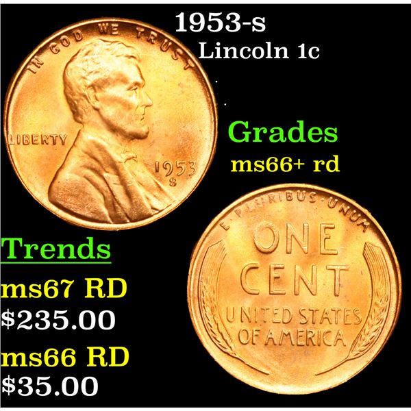 1953-s Lincoln Cent 1c Grades GEM++ RD