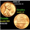 Image 1 : 1961-d Lincoln Cent 1c Grades GEM+ Unc RD