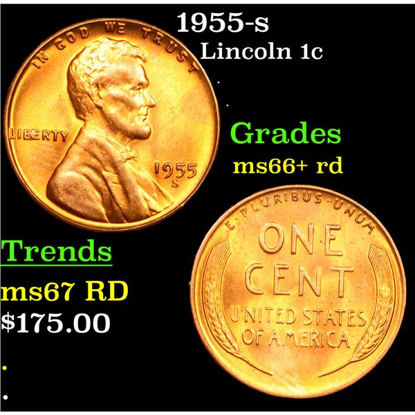 1955-s Lincoln Cent 1c Grades GEM++ RD