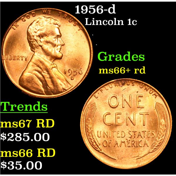 1956-d Lincoln Cent 1c Grades GEM++ RD