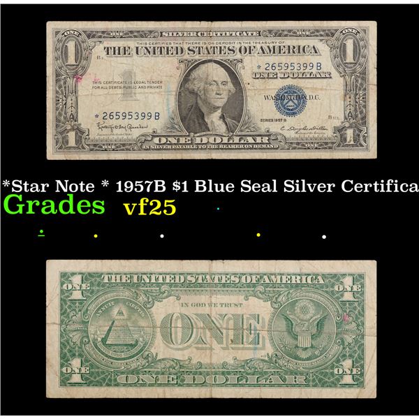 *Star Note * 1957B $1 Blue Seal Silver Certificate Grades vf+