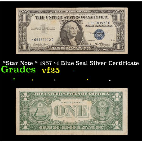 *Star Note * 1957 $1 Blue Seal Silver Certificate Grades vf+