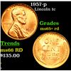Image 1 : 1957-p Lincoln Cent 1c Grades Gem+ Unc RD