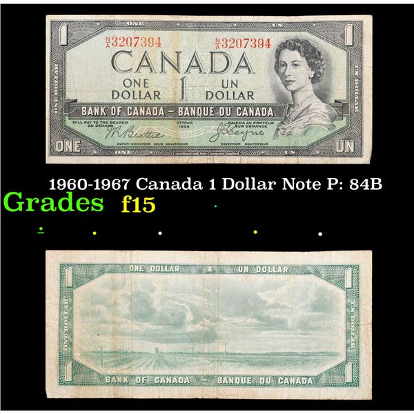 1960-1967 Canada 1 Dollar Note P: 84B Grades f+