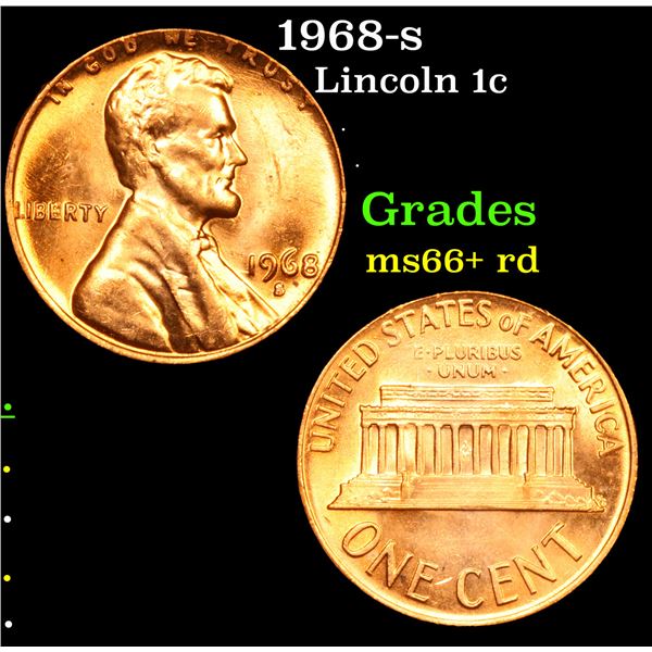 1968-s Lincoln Cent 1c Grades GEM++ RD