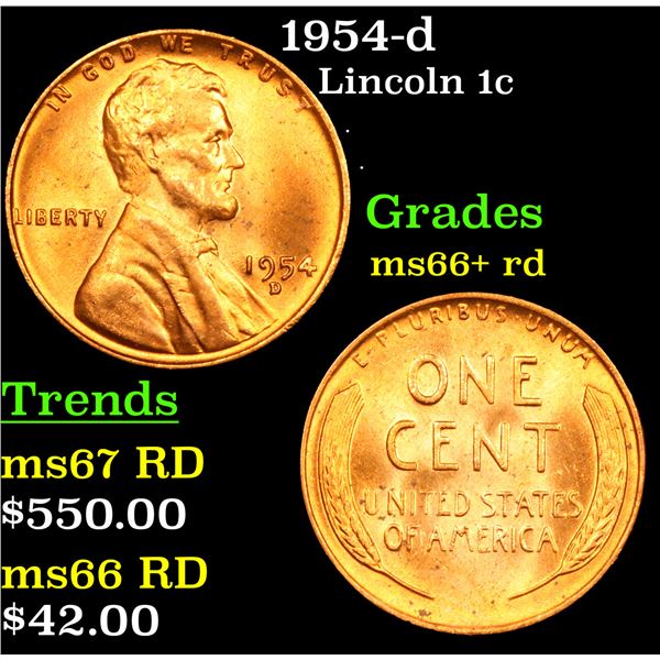 1954-d Lincoln Cent 1c Grades GEM++ RD